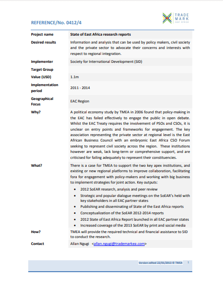 State of East Africa research reports