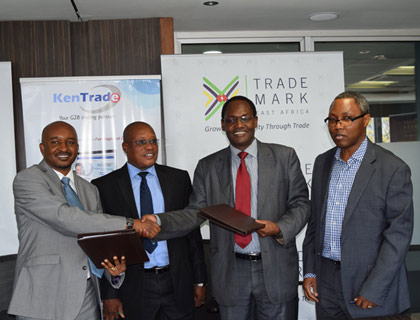 From left- KENTRADE CEO, Amos Wangora; KENTRADE Chairman, Gen. Joseph Kibwana; TMA Kenya Country Director, Dr. Chris Kiptoo, TMA ICT Director, Alban Odhiambo