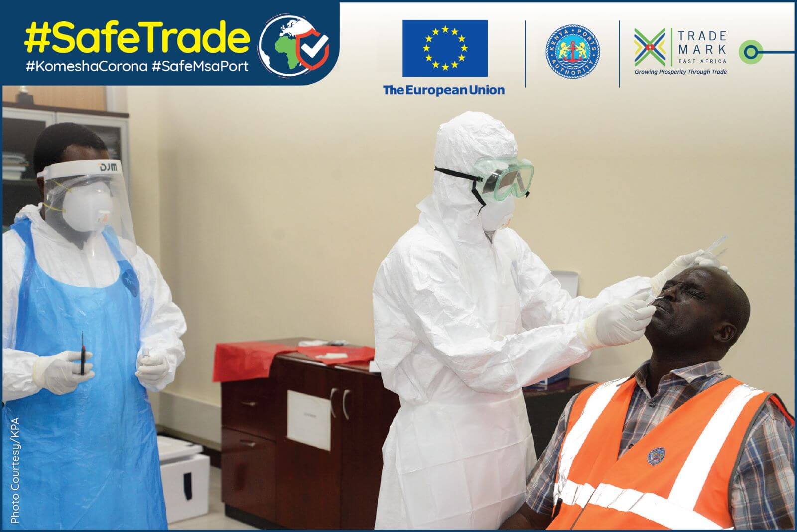 Front line staff at Mombasa Port protected from Covid-19 with provision of Personal Protective Equipment by the European Union
