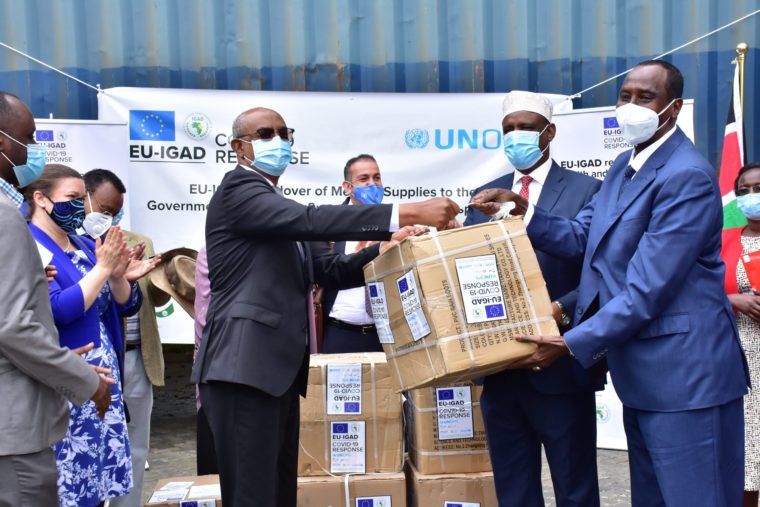IGAD and EU hand over of PPEs, lab test kits to Kenyan Gov’t